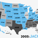 Illustration for article titled Map: Six Decades of the Most Popular Names for Boys, State-by-State